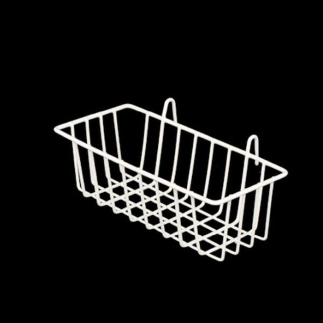 Medium Metal Grid Basket – White