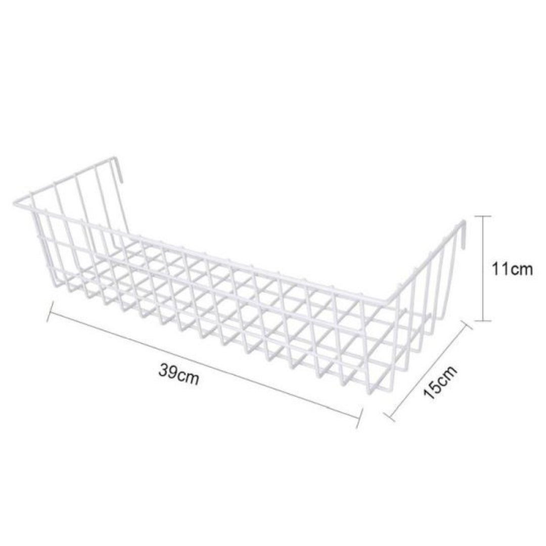 Large Metal Grid Basket – White
