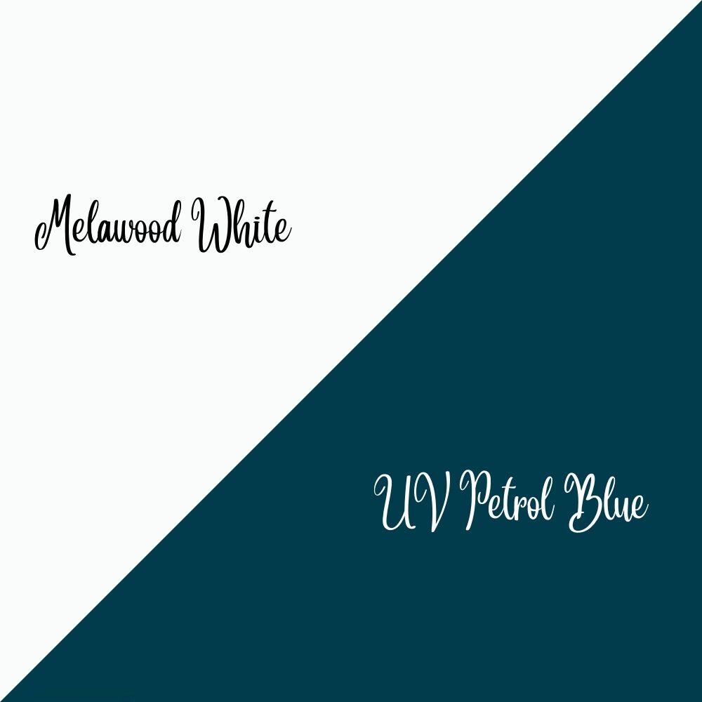 White & UV Petrol Blue
