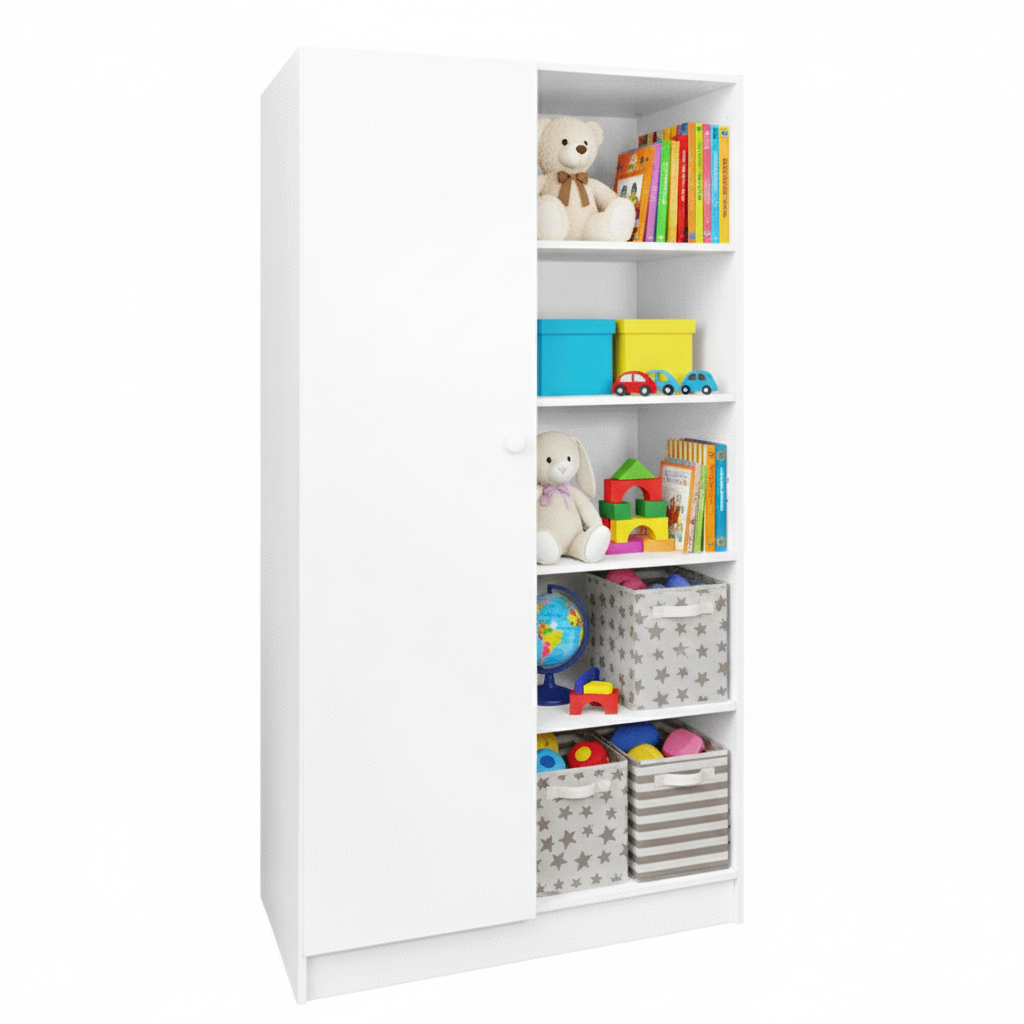 Wardrobe 900 with 4 Open Shelves