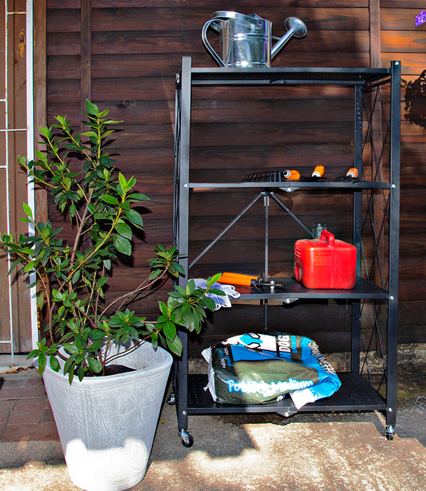Foldaway Collapsible Storage Rack - Shelf Garage Home Castors - UCAN