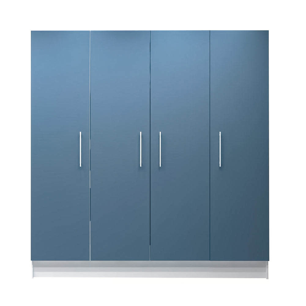 Modern kara Blue 4-door wardrobe cupboard with barrel handles