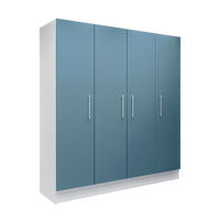 Modern Kara Blue 4-door wardrobe cupboard with barrel handles 