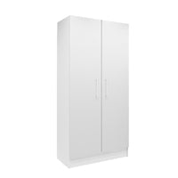 Modern white 2-door wardrobe cupboard with barrel handles 