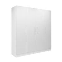 Modern white 4-door wardrobe cupboard with barrel handles 
