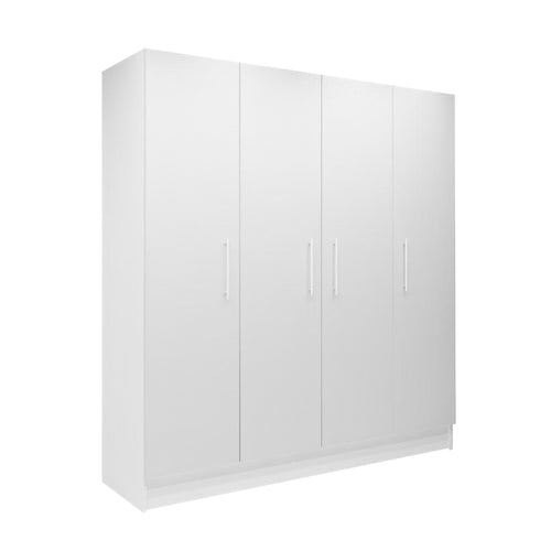 Modern white 4-door wardrobe cupboard with barrel handles 