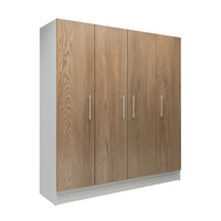 Modern kirkwall oak 4 -door wardrobe cupboard with vertical handles 