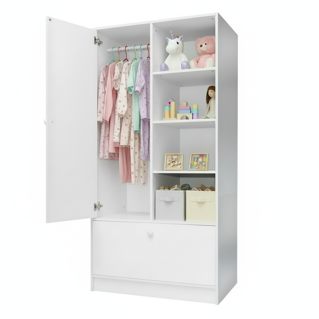 Wardrobe 900 with Drawers and Open Shelves