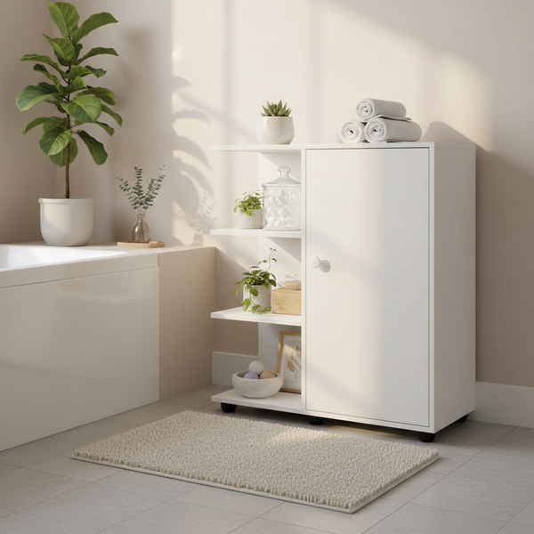 Vanity with Open Shelves