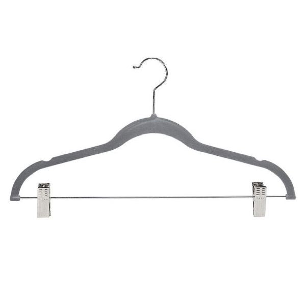 Clip Flocked Velvet Hangers Pack - GREY