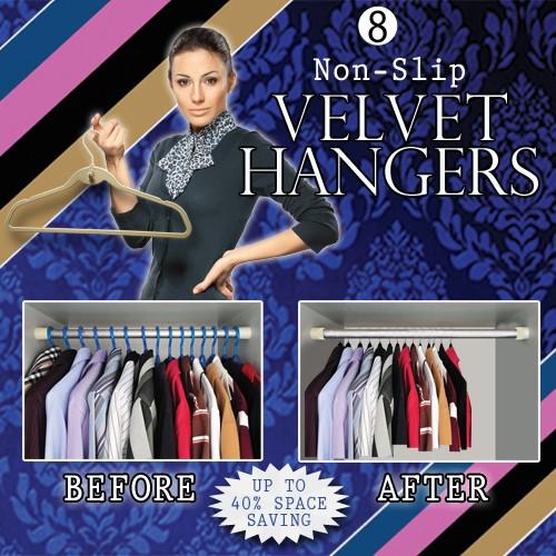 Non-slip Velvet Hangers - Pack of 8